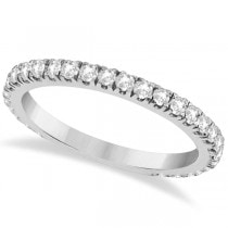 Diamond Bridal Halo Engagement Ring & Eternity Band 18K White Gold (1.30ct)
