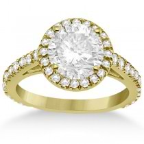 Diamond Bridal Halo Engagement Ring & Wedding Band 18K Yellow Gold (1.30ct)