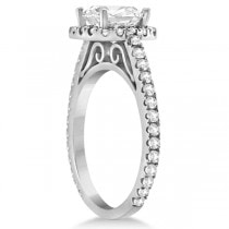 Cathedral Halo Cushion Cut Diamond Engagement Ring 18K White Gold (0.60ct)
