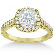 Cathedral Halo Cushion Cut Diamond Engagement Ring 18K Yellow Gold (0.60ct)