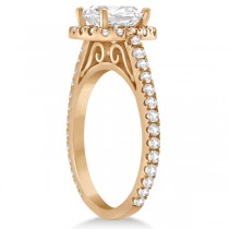 Halo Cushion Diamond Engagement Ring Bridal Set 14k Rose Gold (1.07ct)