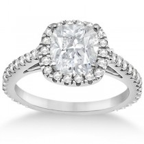 Halo Cushion Diamond Engagement Ring Bridal Set Platinum (1.07ct)