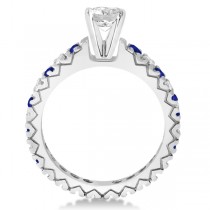 Diamond & Blue Sapphire Eternity Engagement Ring 14k White Gold (0.40ct)