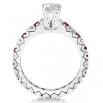 Diamond & Ruby Pave Eternity Engagement Ring 14k White Gold (0.40ct)