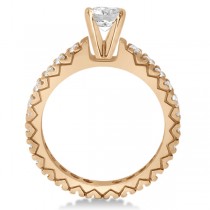 Diamond Eternity Bridal Ring Engagement Set in 18k Rose Gold 0.95ctw