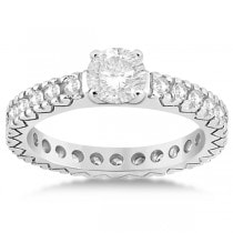 Diamond Eternity Bridal Ring Engagement Set in 18k White Gold 0.95ctw