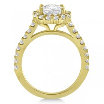 Round Pave Halo Diamond Engagement Ring Setting 14K Yellow Gold (0.74ct)