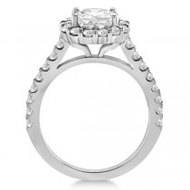 Halo Diamond Engagement Ring & Band Bridal Set 18K White Gold (1.12ct)
