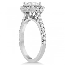 Halo Diamond Engagement Ring and Band Bridal Set platinum (1.12ct)