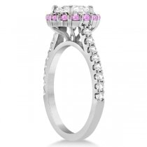 Halo Diamond & Pink Sapphire Bridal Ring Set Platinum (1.12ct)