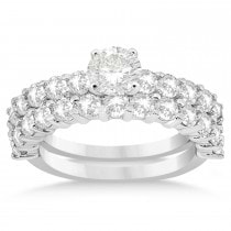 Diamond Accented Bridal Set Setting 14k White Gold (1.75ct)