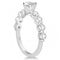 Shared Single Prong Diamond Engagement Ring 14K White Gold (0.80ct)