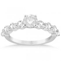 Shared Single Prong Diamond Engagement Ring 18K White Gold (0.80ct)