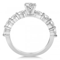 Shared Single Prong Diamond Engagement Ring 18K White Gold (0.80ct)