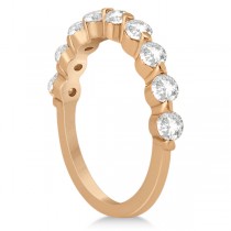 Shared Single Prong Diamond Wedding Ring 14K Rose Gold (0.90ct)