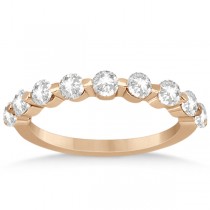 Shared Single Prong Diamond Wedding Ring 14K Rose Gold (0.90ct)