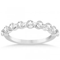 Shared Single Prong Diamond Wedding Ring 18K White Gold (0.90ct)