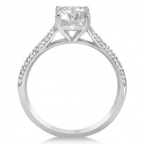 Diamond Three Row Cushion Cut Engagement Ring 14k White Gold (0.16ct)