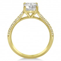 Diamond Three Row Cushion Cut Engagement Ring 14k Yellow Gold (0.16ct)