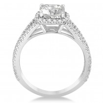 Diamond Split Shank Cushion Cut Engagement Ring 14k White Gold 1.34ct
