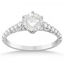 Graduated Diamond Six Prong Engagement Ring 14k White Gold (0.30ct)