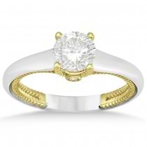 Diamond Antique Solitaire Engagement Ring 14k Two Tone Gold (0.04ct)