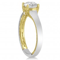 Diamond Antique Solitaire Engagement Ring 14k Two Tone Gold (0.04ct)