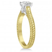 Diamond Antique Style Filigree Bridal Ring Set 14k Two Tone Gold .09ct