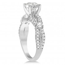 Diamond Split Shank Milgrain Engagement Ring 14k White Gold (0.47ct)