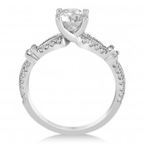 Diamond Split Shank Milgrain Engagement Ring 14k White Gold (0.47ct)