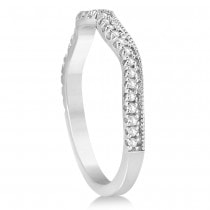 Diamond Split Shank Bridal Ring Set Milgrain 14k White Gold (0.69ct)