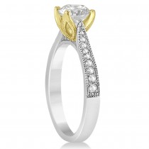 Diamond Milgrain Engagement Ring Bridal Set 14k Two Tone Gold (0.33ct)