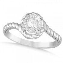 Diamond Twisted Solitaire Engagement Ring 14k White Gold (1.00ct)