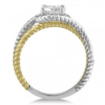 Diamond Twisted Rope Halo Engagement Ring 14k Mixed Metal Gold 0.20ct