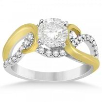 Diamond Twisted Swirl Engagement Ring Setting 14k Two Tone Gold 0.28ct