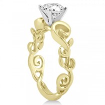 Diamond Flower Swirl Engagement Ring Setting 14k Yellow Gold