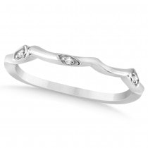 Diamond Vine Leaf Engagement Ring Bridal Set 14k White Gold (0.10ct)