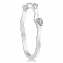 Diamond Vine Leaf Engagement Ring Bridal Set 14k White Gold (0.10ct)