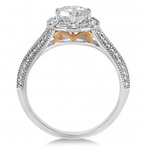 Diamond Round & Baguette Halo Engagement Ring 14k White Gold (0.49ct)