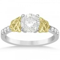 Diamond Celtic Engagement Ring Bridal Set 14k Two Tone Gold (0.38ct)