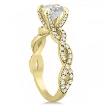 Diamond Infinity Twisted Engagement Ring Setting 14k Yellow Gold 0.58ct