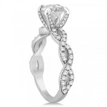 Diamond Infinity Twisted Engagement Ring Setting 18k White Gold 0.58ct