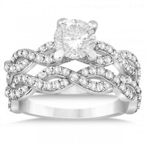 Diamond Infinity Twisted Bridal Set Setting 14k White Gold (1.13ct)