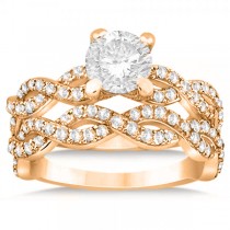 Diamond Infinity Twisted Bridal Set Setting 18k Rose Gold (1.13ct)