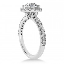 Diamond Sidestone Halo Engagement Ring 14k White Gold (0.61ct)