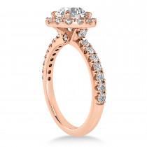 Diamond Sidestone Halo Engagement Ring 18k Rose Gold (0.61ct)