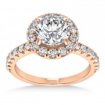Diamond Sidestone Halo Engagement Ring 18k Rose Gold (0.61ct)