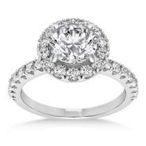 Diamond Sidestone Halo Engagement Ring 18k White Gold (0.61ct)
