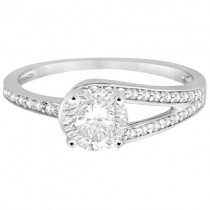 Pave Love-Knot Pave Diamond Engagement Ring 14k White Gold (0.20ct)