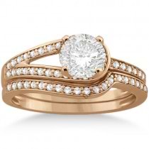 Love Knot Diamond Engagement Ring Set 14k Rose Gold (0.32ct)
